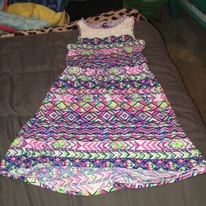 Pink & Violet Girls Sleeveless Dress